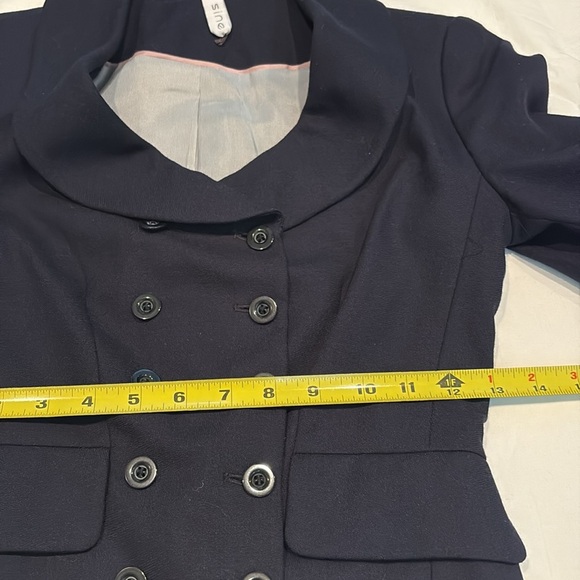 Sine Anthropology Navy Wool Blazer. Cinched Sleeves. Double Breasted. Size 0 - Picture 10 of 12